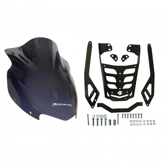 Bajaj Dominar 250/400 FÜME(2017-24) Kısa Siperlik Camı-Çanta Demiri(5mm Extra Güçlü)Takımı