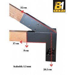 Pergola Kamelya 4 Kollu Açılı Kenar Bağlantı Aparatı Sağ